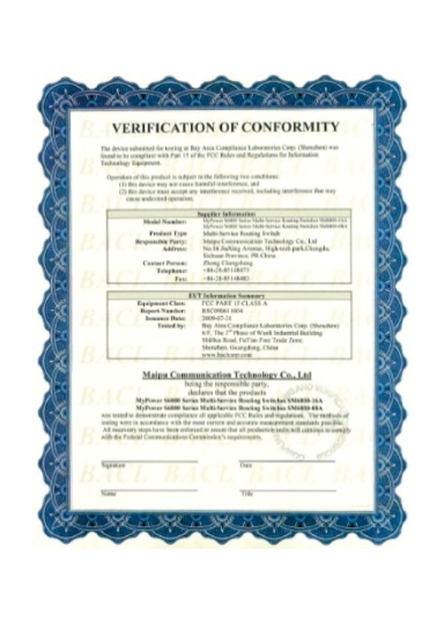 giấy chứng nhận - Certificate FCC